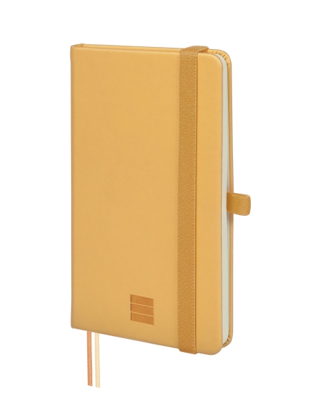 Finocam Nexo Cuaderno de Tapa Dura - 72 Hojas - 90x150mm - Papel Crema de 80g/m2 - Bolsillo Interior - Cierre con Goma - Portaboligrafo - Hojas Microperforadas - Color Camel
