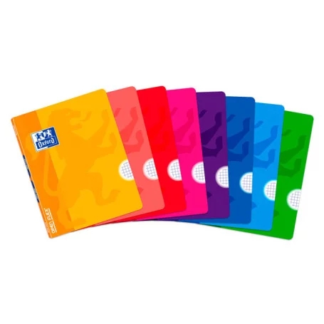 Oxford School Classic Openflex Libreta Grapada A5+ 48 Hojas Cuadricula 4x4 con Margen - Tapa de Plastico Translucido - Ideal para Estudiantes - Colores Surtidos · Pack de 10 uds.