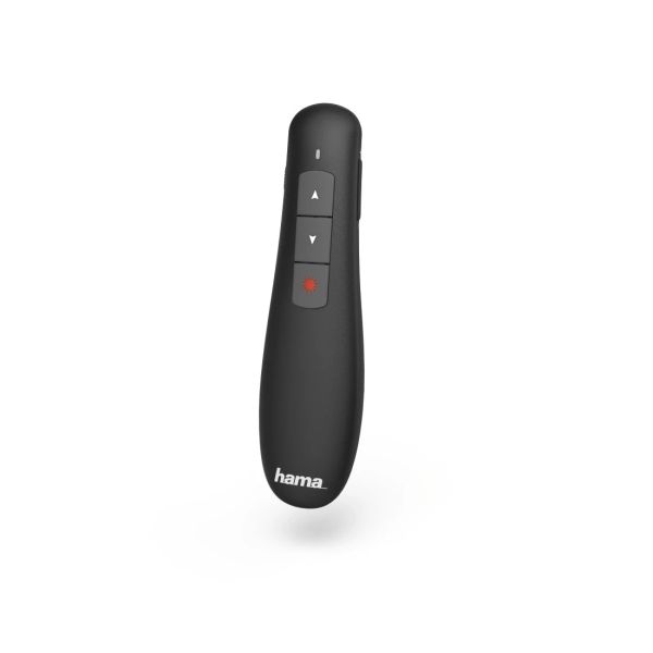 Hama X-Pointer Presentador de Diapositivas - Puntero Laser Rojo - USB-A 2.0 2.4GHz - Alcance 12m - 12x3x2.2cm - Color Negro