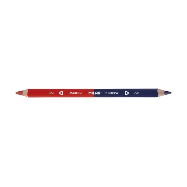 Milan Maxi Lapiz Bicolor Rojo y Azul - Mina Ø 5mm - Triangular - Resistente a la Rotura · Pack de 12 uds.