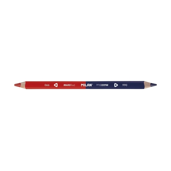 Milan Maxi Lapiz Bicolor Rojo y Azul - Mina Ø 5mm - Triangular - Resistente a la Rotura · Pack de 12 uds.