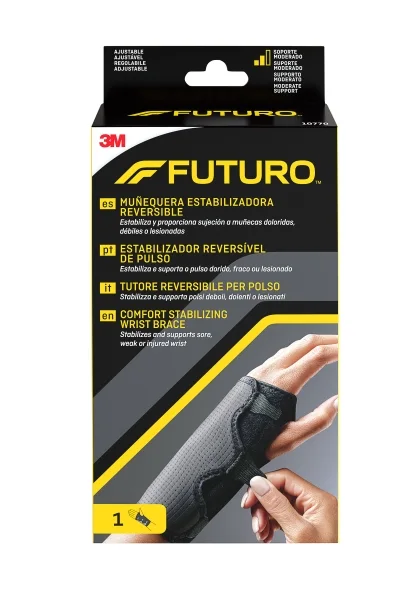 Futuro Soporte para Mano - Estabilizador Brazo y Mano - Ajustable (14 - 21.5cm) - Reversible - Transpirable - Color Gris Oscuro