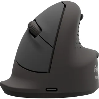 Fellowes Breyta Plus Raton Inalambrico Ergonomico Vertical 2400ppp - Tamaño Mediano - Bluetooth®, Dongle USB y Conexion por Cable - Certificado por FIRA - Uso Diestro - Color Negro