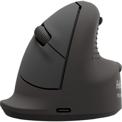 Fellowes Breyta Plus Raton Inalambrico Ergonomico Vertical 2400ppp - Tamaño Mediano - Bluetooth®, Dongle USB y Conexion por Cable - Certificado por FIRA - Uso Diestro - Color Negro