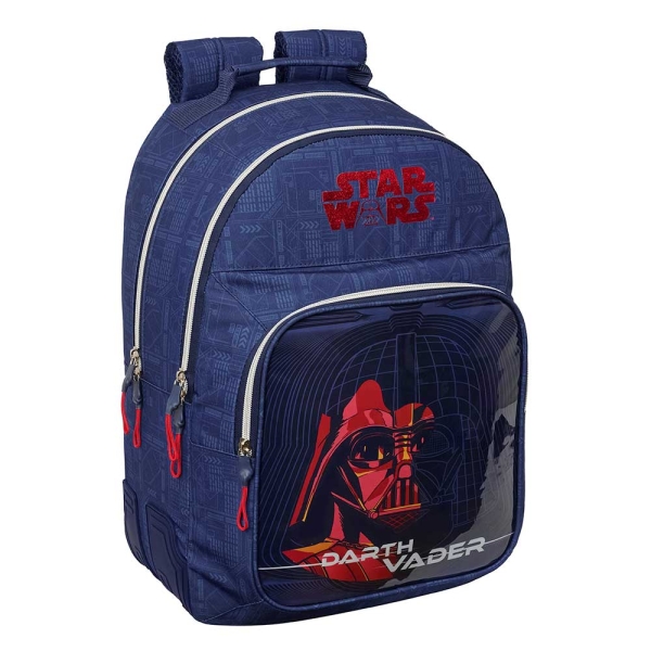 Safta Star Wars Mochila - Adaptable a Carro - Bolsillo Frontal - Portabotellas - Cremallera con Doble Tirador - Asa de Mano - Hombreras y Espalda Acolchada - 32x42x15cm - Color Azul Marino