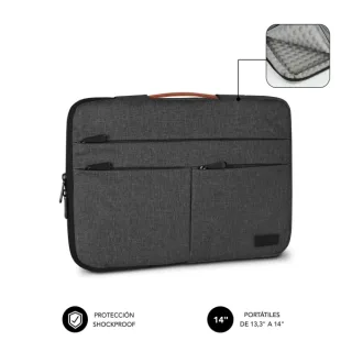 Subblim Funda Air Padding 360 Portátil de 13.3" a 14" - Protección 360º con Air Padding - Múltiples bolsillos - Resistente y duradera - Color Gris Oscuro