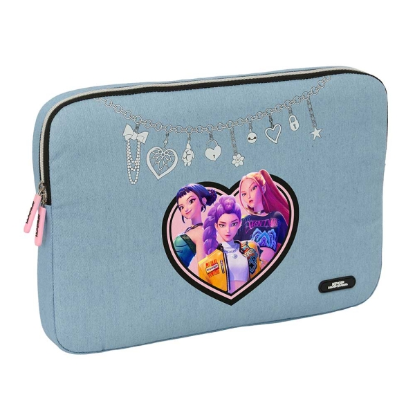 Safta K-Pop Demon Hunters Huntr/X Funda para Portatil hasta 15.6" - Interior Acolchado - Cremallera con Doble Cursor - 39.5x27.5x3.5cm - Color Azul Claro