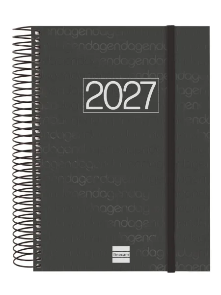 Finocam Espiral Basics Year Agenda - Anual 2027 - 1 Dia por Pagina - Formato E10 - 155x212mm - Espiral - Tapa de Polipropileno - Esquinas Microperforadas - Papel de 70g/m2 - Color Negro