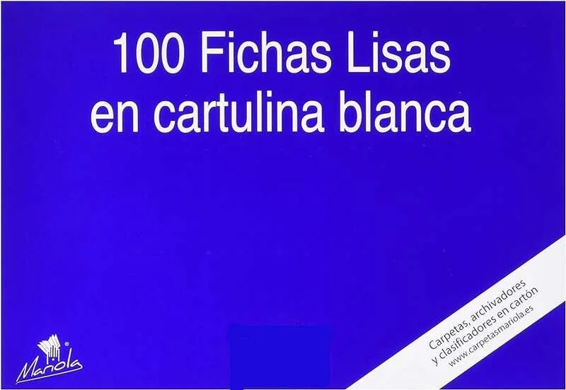 Mariola Pack de 100 Fichas Lisas Nº3 para Fichero - Medidas 150x100mm - Color Blanco