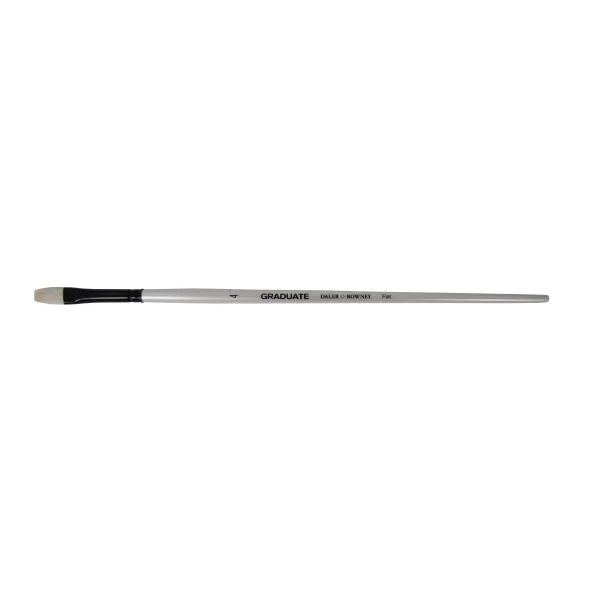 Daler Rowney Graduate Pincel para Oleo - Pelo de Cerda Natural - Mango Largo - Plano - N° 4