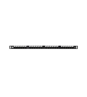 WP Patch Panel de 24 Puertos RJ45 CAT6 UTP - 0.5U IDC de Alta Densidad - Color Negro