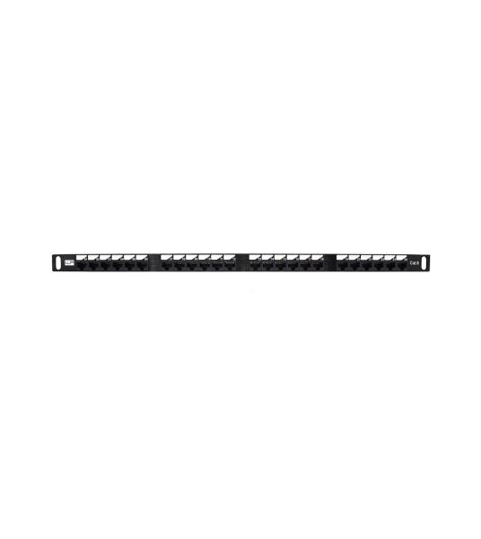 WP Patch Panel de 24 Puertos RJ45 CAT6 UTP - 0.5U IDC de Alta Densidad - Color Negro