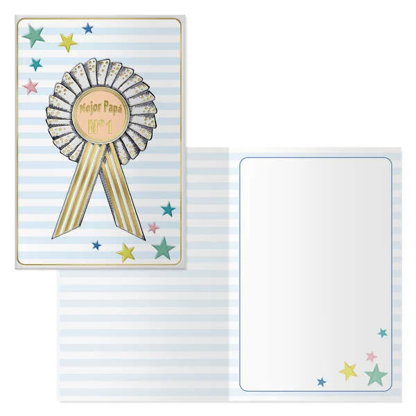 Dohe Pack de 6 Tarjetas de Felicitacion Dia del Padre - 11.5x17cm - Impresion a Todo Color - Estampaciones con Pelicula de Color - Papel Offset Blanco de 300gr - Incluye Sobre de Color