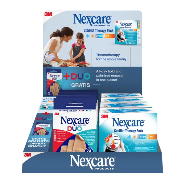 Nexcare Coldhot Therapy Expositor de 12 Unidades de Termoterapia + Apositos - Colores Surtidos · Pack de 12 uds.