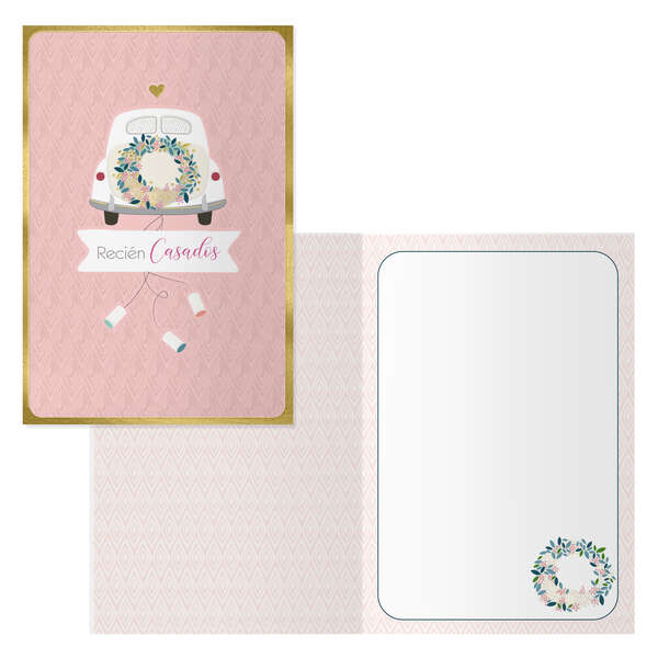 Dohe Casados Pack de 6 Tarjetas de Felicitacion de Boda - 11.5x17cm - Impresas a Todo Color - Estampaciones con Pelicula de Color - Estampacion en Seco - Papel Offset Blanco de 300gr - Inclu