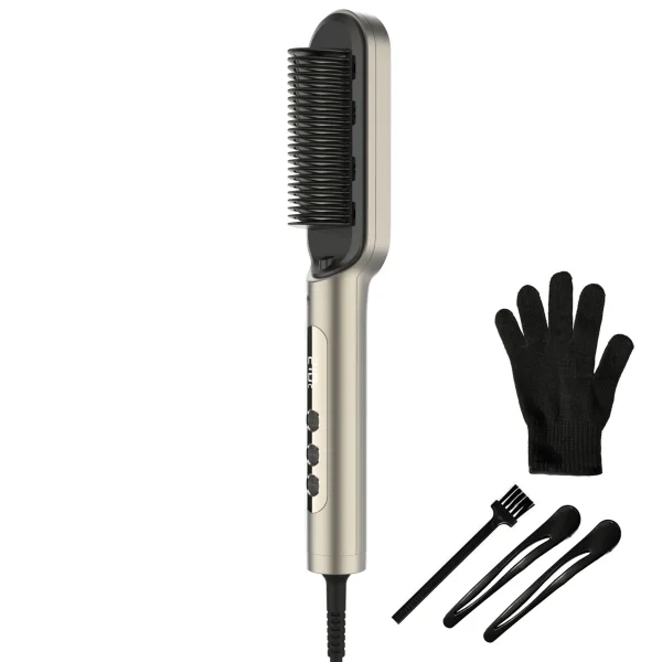 Cecotec InstantCare Lisse IonTech Cepillo Alisador - Alisado con Iones - 9 Niveles de Temperatura - Ceramico - Guante y Clips - Control Termico - Seguro y Resistente - Color Blanco