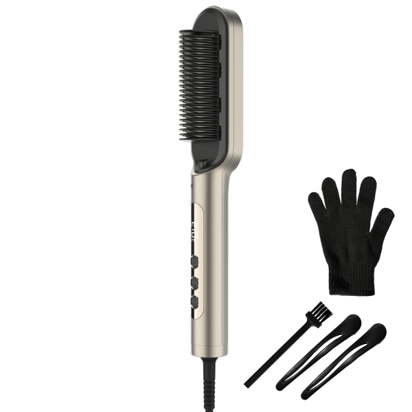 Cecotec InstantCare Lisse IonTech Cepillo Alisador - Alisado con Iones - 9 Niveles de Temperatura - Ceramico - Guante y Clips - Control Termico - Seguro y Resistente - Color Blanco