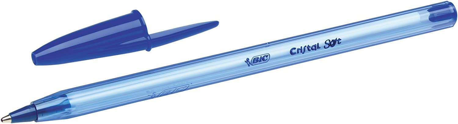 Bic Cristal Soft Boligrafos de Bola - Punta Media de 1.2mm - Trazo 0.45mm - Escritura mas Fluida - Color Azul · Pack de 50 uds.