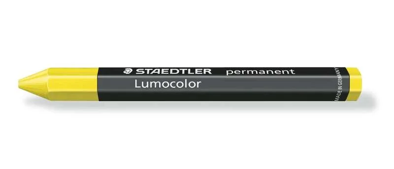 Staedtler Lumocolor Permanent Omnigraph 236 Cera Permanente Hexagonal - Resistente al Agua - Diametro 12mm Aprox - Color Amarillo · Pack de 12 uds.
