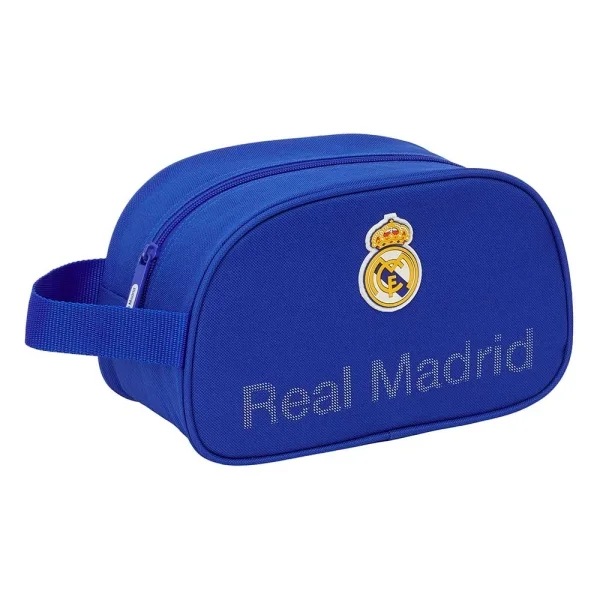 Safta Real Madrid Neceser de 5L - Cremallera - Asa Lateral - Adapatable a Carro - 260x120x150mm - Color Azul