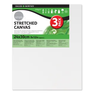 Daler Rowney Simply Pack de 3 Bastidores Entelados- 24x30cm - Imprimacion Triple - Grano Medio - 100% Algodon sin Acido - 250g - Color Blanco