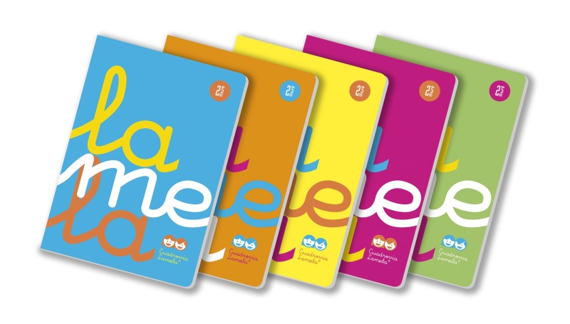 Lamela Pack de 5 Libretas Grapadas con 50 Hojas de 90g/m2 con Margen - Formato A4 - Pauta Cuadrovia de 2.5mm - Cubierta de Polipropileno Fluorescente - Papel Offset Blanco Extra - Colores Su
