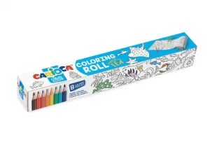 Carioca Coloring Roll Under The Sea Papel Adhesivo para Colorear - Aplicable en Superficies Verticales u Horizontales - Reutilizable sin Residuos - Incluye 8 Lapices de Colores - Color Vario