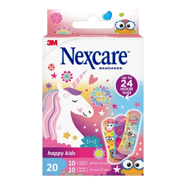 Nexcare Happy Kids Magic Pack de 20 Apositos Surtidos - Transpirables - para Pieles Delicadas - Color Estampado Infantil