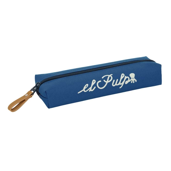 Safta el Pulpo Portatodo Rectangular - Goma Elastica Trasera - Cremallera - 22x4x7cm - Color Azul Marino