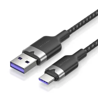 Vention Cable USB-C 2.0 a USB-A 6A 100W - 1m - Trenzado - Color Negro