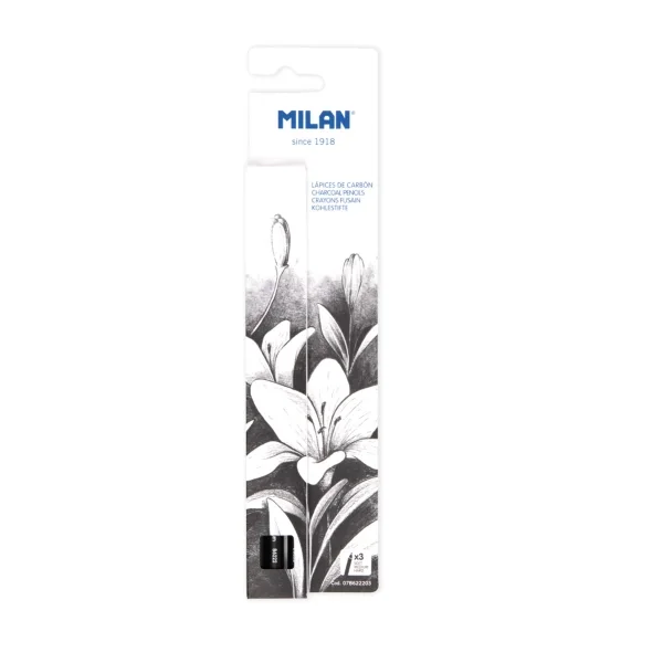 Milan Art Pack de 3 Lapices de Carboncillo - Color Negro