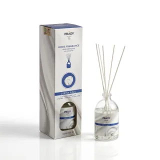 Prady Ambientador Mikado Crema Azul - Frasco de Cristal 100ml y Varitas Difusoras