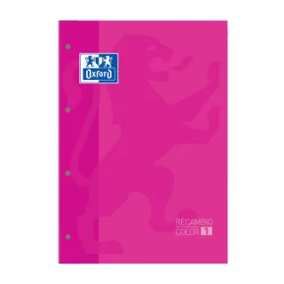 Oxford School Classic Recambio Encolado A4 80 Hojas Cuadricula 5x5 - Recuadro del Color de la Tapa - Tapa Color Fucsia · Pack de 5 uds.