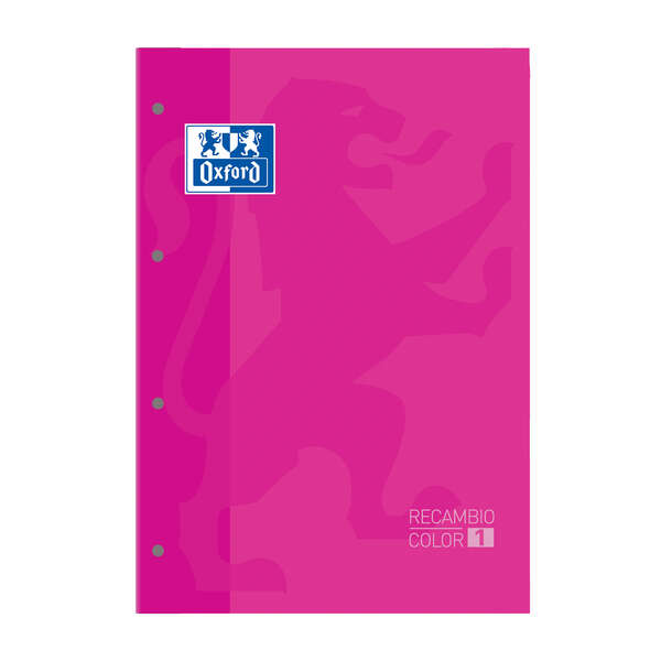 Oxford School Classic Recambio Encolado A4 80 Hojas Cuadricula 5x5 - Recuadro del Color de la Tapa - Tapa Color Fucsia · Pack de 5 uds.