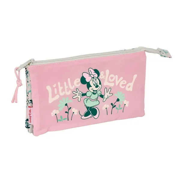 Safta Minnie Mouse Minty Portatodo - Cremallera - Bolsillo Interior - 0.60L - 220x30x120mm - Color Rosa Pastel
