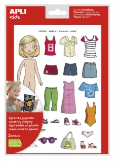 Apli Bolsa de Gomets Tematicos Vestirse Niña - 37 Gomets - Adhesivo Removible - Desarrollados con Educadores - Normas EN-71 y FSC - Adhesivo Base Agua - Libre de Disolventes - ECF - 100% Rec