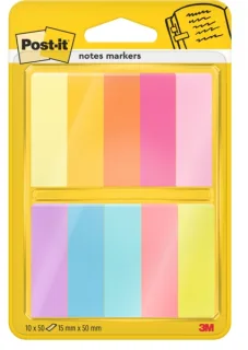 Post-It Pack de 10 Blocs de 50 Marcadores Reposicionables - Forma Rectangular - Colores Surtidos