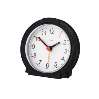 Hama Classic Reloj Despertador Analogico - Manecillas y Numeros Fluorescentes - Funciona con 1 Pila AA - 9.5x3.8cm - Color Negro