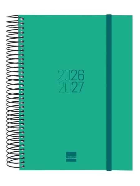 Finocam Espir Agenda Escolar 26/27 - 1 Dia por Pagina - Formato E10 - 155x212mm - Tapas de Polipropileno - Papel de 70g/m2 - Espiral Metalica - Esquinas Microperforadas - Color Verde