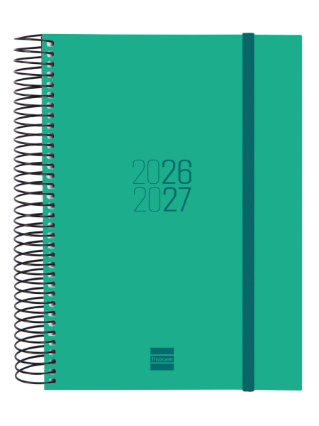 Finocam Espir Agenda Escolar 26/27 - 1 Dia por Pagina - Formato E10 - 155x212mm - Tapas de Polipropileno - Papel de 70g/m2 - Espiral Metalica - Esquinas Microperforadas - Color Verde