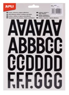 Apli Letras de Palo Mayusculas Adhesivas - Altura 40mm - Pack de 5 Hojas - Color Negro - Facil Identificacion y Señalizacion · Pack de 5 uds.
