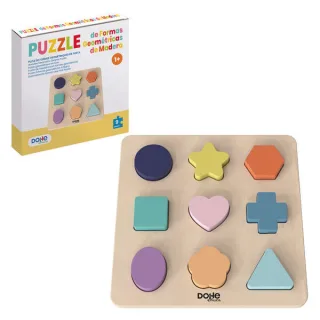 Dohe Juego Educativo de Formas Geometricas de Madera - Bordes Redondos - Tacto Suave - Colores Llamativos - Estimula la Coordinacion Ojo-Mano - Fomenta la Imaginacion - Impulsa el Aprendizaj