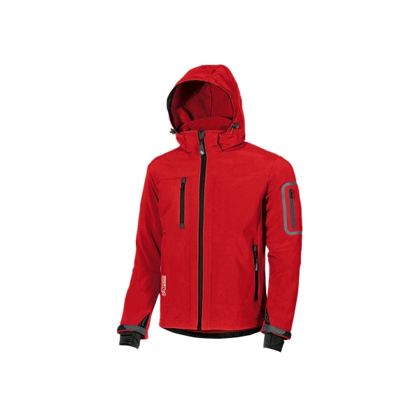 Upower Metropolis Soft Shell de Trabajo - Talla 2XL - Tejido Elastico Cortavientos, Transpirable, Resistente al Agua, Multiples Bolsillos Funcionales, Capucha Desmontable, Proteccion DPI1 -