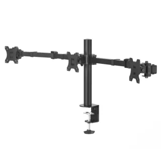 Hama Soporte de Mesa con Brazos Articulados para 3 Monitores de 13 a 27" - Capacidad 7kg - Inclinacion 25º - Altura Ajustable - Giro 180º - Acero - VESA 100x100 - 139.4x17.49x40.43cm - Color