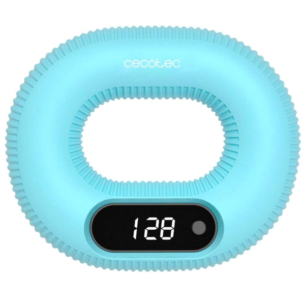 Cecotec Drumfit HandFit Smart Fortalecedor de Mano - Pantalla LED Inteligente - Resistencia de 14kg - Base Antideslizante - Lavable y Portatil - Silicona - Color Azul Claro