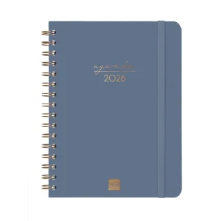 Finocam Alma Agenda - Anual 2026 - con Espiral - Formato E10 - 172x19x220mm - Semana Vista Horizontal - Color Azul