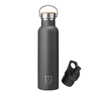 Numada Mibbot Botella Termica - Capacidad de 600ml - Tapon Deportivo - Bolsa de Neopreno - 5 Capas - Libre de BPA - Boca Ancha - Cierre Estanco - 26.2x7.1cm - Color Negro