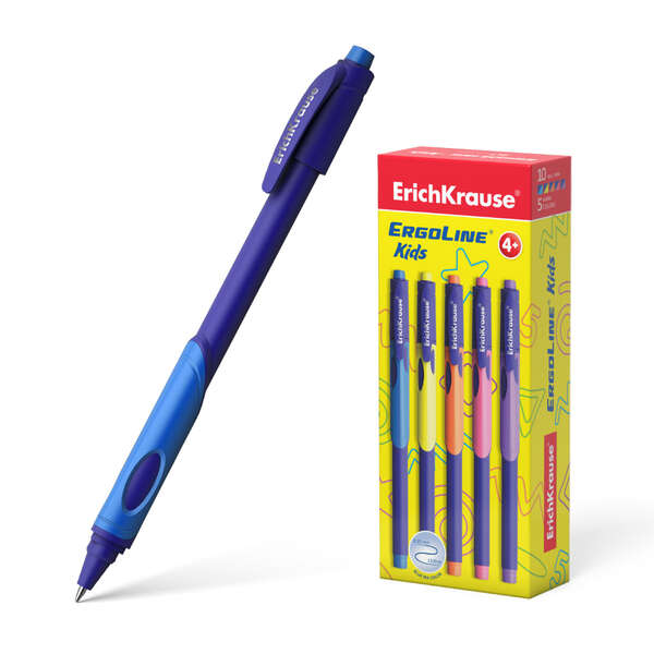 Erichkrause Boligrafo Ergoline Kids - Ultra Glide Technology - Tinta Color Azul · Pack de 10 uds.