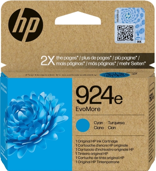 HP 924e XL Cyan Cartucho de Tinta Original - 4K0U7NE