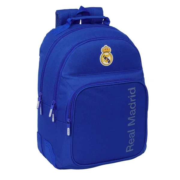 Safta Real Madrid Mochila con 2 Compartimentos - Antirozaduras - Adaptable a Carro - 2 Compartimentos - Portabotellas - Tirador Doble - Hombreras Ergonomicas - 20L - 320x150x420mm - Color Azul
